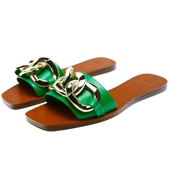 ZARA METAL CHAIN FLAT SANDAL SIZE 7.5 - Picture 2 of 16